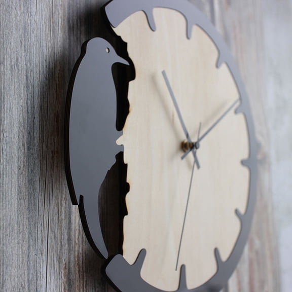 BESTYASH Black Wooden Wall Clock with Round Shape and Quiet Sweep Second Hand for Accurate Time Display