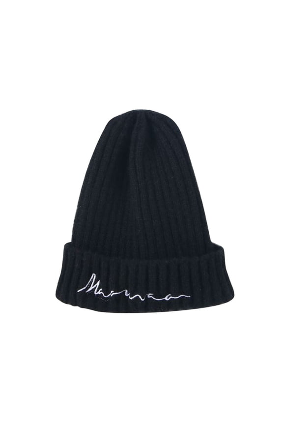 Black Woolen Hat Warm Beanie Cap Comfortable and Stretchy Casual Headwear