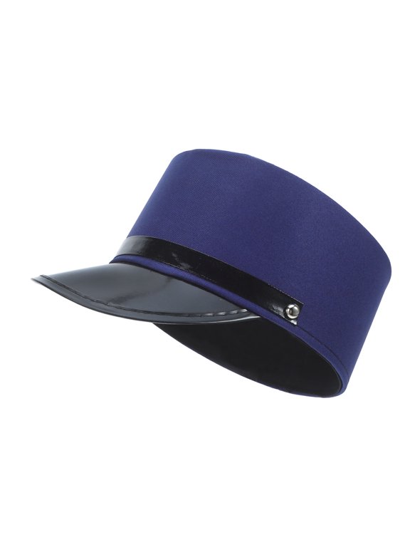 Adult Train Conductor Hat Blue Durable High Crown Railroad Cap for Themed Parties