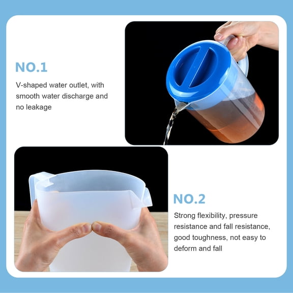 BESTYASH Blue Drink Pitcher with Lid for Home Use Wear Resistant Beverage Container