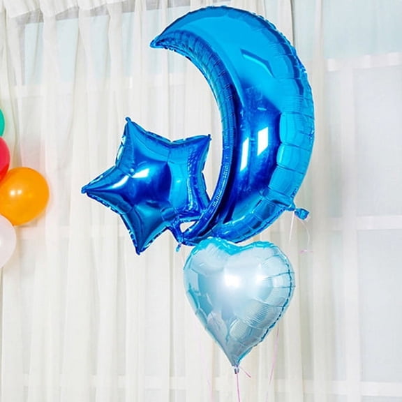 BESTYASH Blue Foil Moon Balloon for Wedding Birthday Party Reusable Balloon