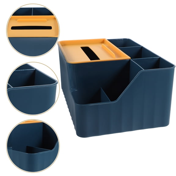 BESTYASH Blue Plastic Tissue Box Storage Case with Non Slip Base for Office Home and Hotel