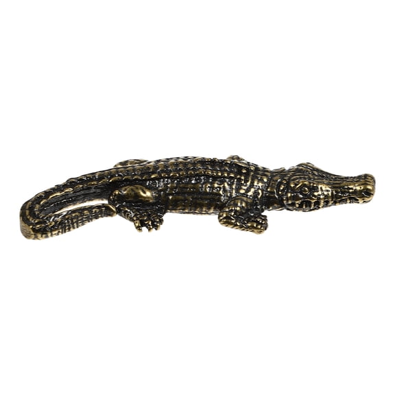 BESTYASH Brass Alligator Desk Sculpture, Decorative Office Figurine, Birthday Gift for Home, Shelf, and Desktop Decor