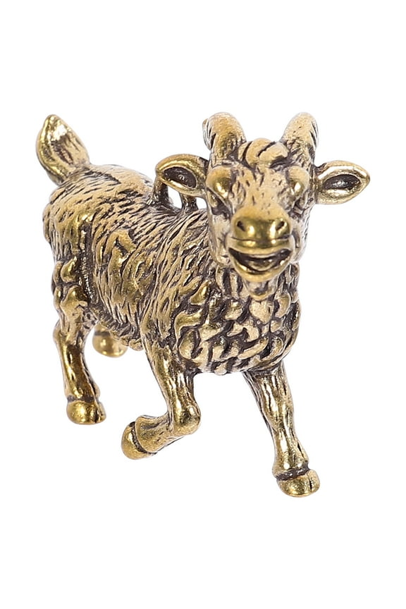 Brass Animal Keychain Charm Goat Shape Golden 1Pcs Keychain Aesthetic for Decorative Use