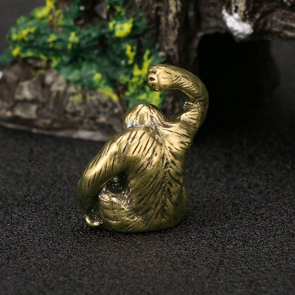 BESTYASH Brass Craft Gorilla Statue Small Golden Desktop Ornament for Shelf Decoration