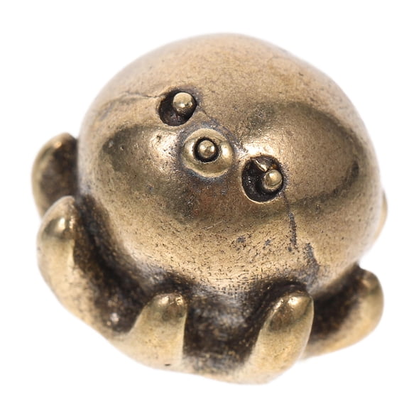 BESTYASH Brass Octopus Figurine Golden Round Headed Sculpture Feng Shui Decor for Office Home Aquarium