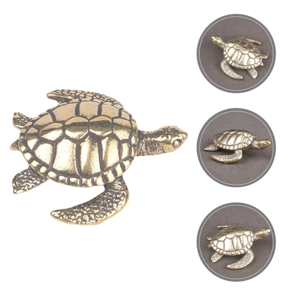BESTYASH Vintage Style Golden Brass Turtle Decoration Symbolizing Longevity and Good Luck for Home Use