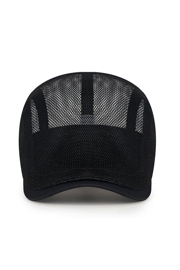 Unisex Breathable Black Mesh Cap, Lightweight Adjustable Hat for Outdoor Sports, Running, Hiking, and Casual Wear