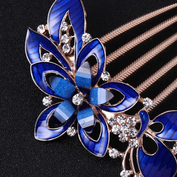 BESTYASH Bridal Flower Headpiece Hair Ornament Alloy Dark Blue for Women Hair Accessories 1Pcs