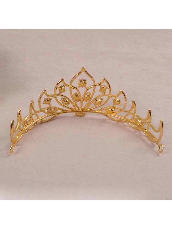 Crystal Petal Crown Red Rhinestone Bridal Headband Elegant Wedding Accessory