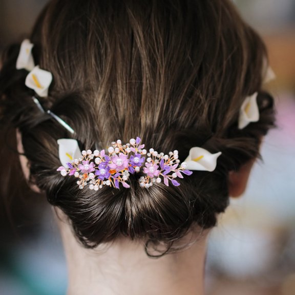 BESTYASH Bridal Hair Comb Purple Hair Fixation for Brides 1Pack