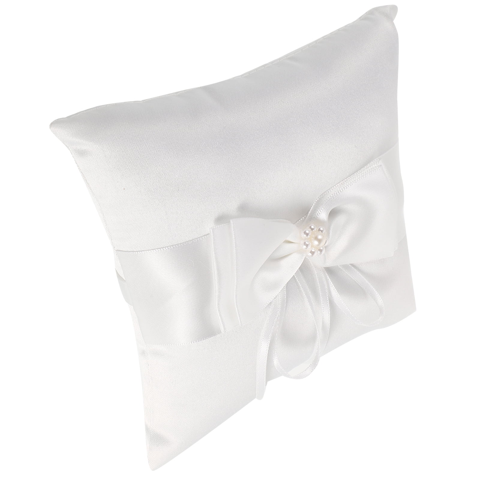 BESTYASH Bridal Ring Pillow White Satin with Bowknot for Wedding Ring ...