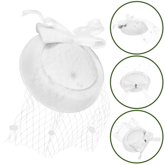 BESTYASH Bridal White Fascinator Hat with Gauze and Lace for Wedding Banquet Decoration