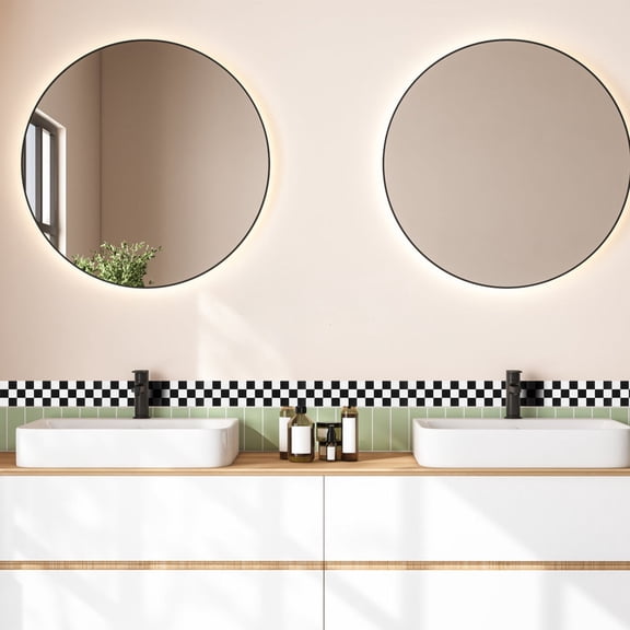 BESTYASH Bulletin Board Borders Checkered Vinyl Wall Decal for Classroom Bathroom and Furniture Decoration