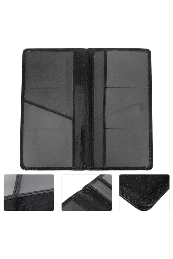 Stylish Black Glitter Car Insurance Card Holder for Document Storage and Vehicle Paper Organizer
