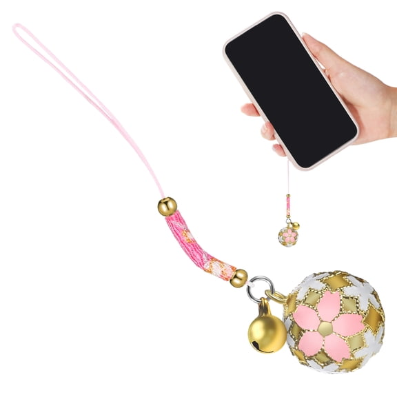 BESTYASH Cell Phone Charm Bell Pendant Multi Metal Nylon Rope 1Pcs Cherry Blossom Keychain Ornament