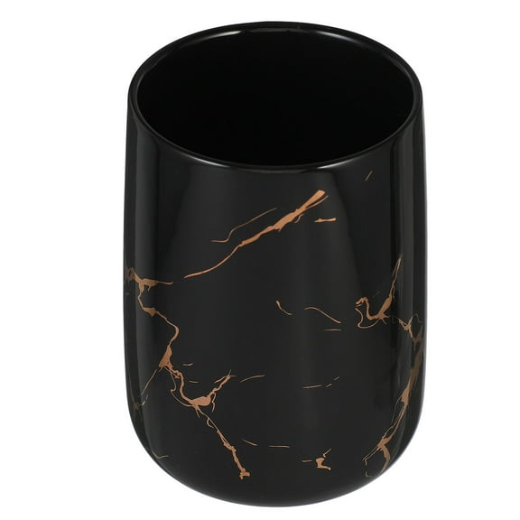 BESTYASH Ceramic Bathroom Cup with Black Marble Pattern, Stylish Storage Tumbler for Home and Bathroom Use, 1 Set