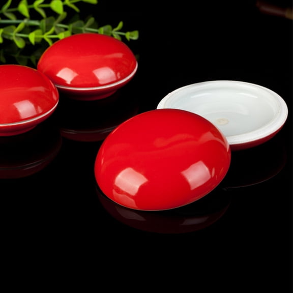 BESTYASH Ceramic Inkpad Storage Box with Lid for Calligraphy Arts Red