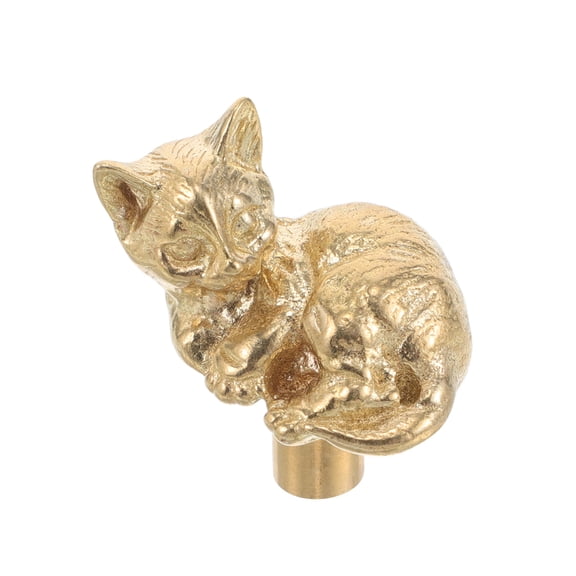 BESTYASH Vintage Golden Cat Brass Drawer Pull Knobs for Cabinets & Furniture, Easy to Install, 2.5 Inch Decorative Handles