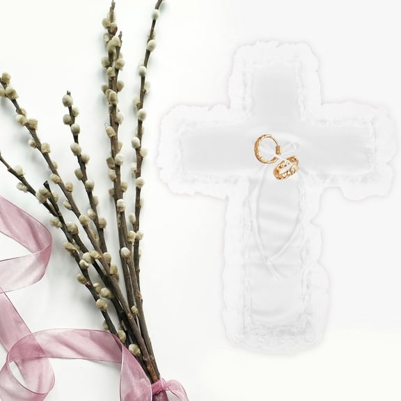 BESTYASH Elegant White Wedding Pillow with Unique Cross Shape Design for Proposal and Ceremony