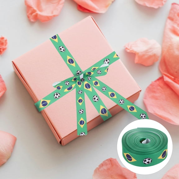BESTYASH Football Pattern Cheerleading Ribbon for Crafts, Lightweight and Material, Perfect for Easy Wear and Decoration