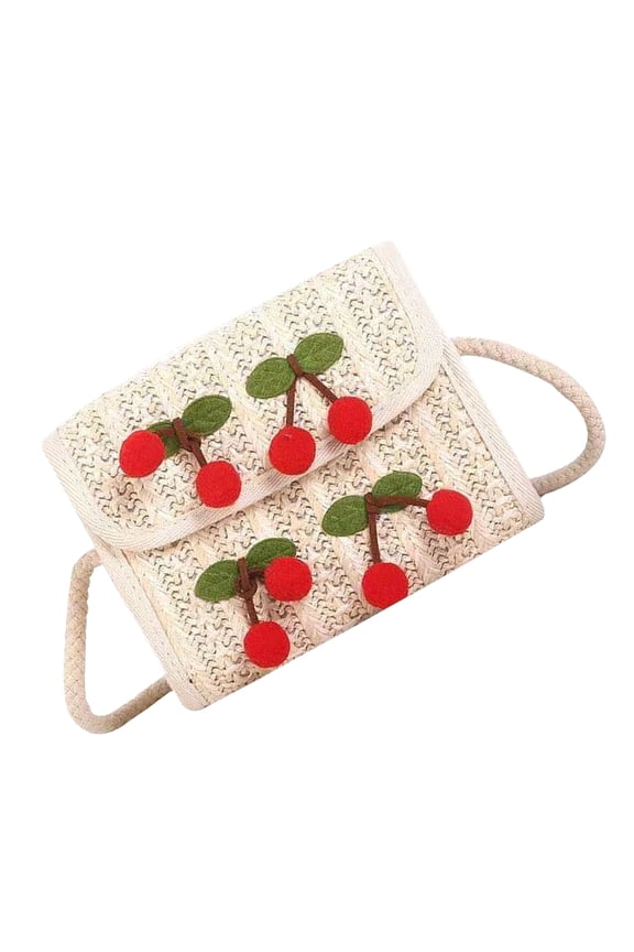 Cherry Decor Cross Body Bag for Women in Pink PU Suitable for Travel Shopping and Daily Use 6 inches