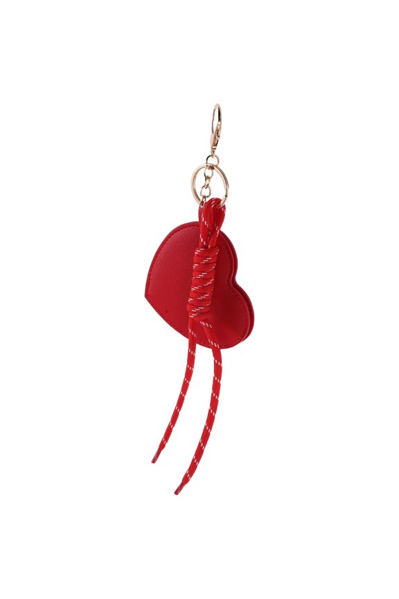 Chic Red Heart Mirror Keychain with Innovative Rotation for Portable Vanity and Purse Use