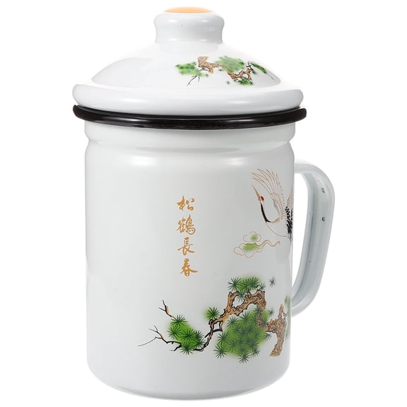 BESTYASH Enamel Cups with Lids Enamel Heat Retention Family Coffee Shop 1Pcs