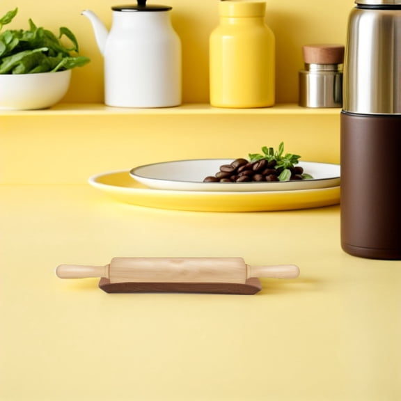 BESTYASH Bamboo Rolling Pin Stand for Kitchen Countertop with Grooved Design and Solid Wood Base