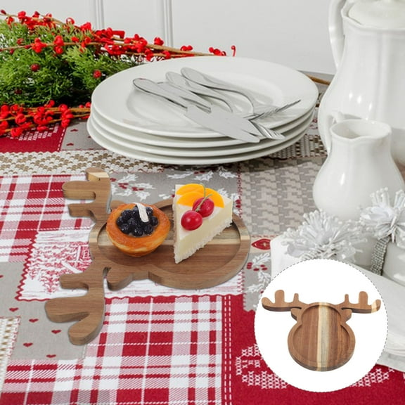 BESTYASH Wood Deer Serving Platters for Family Celebrations 1Set Christmas Style