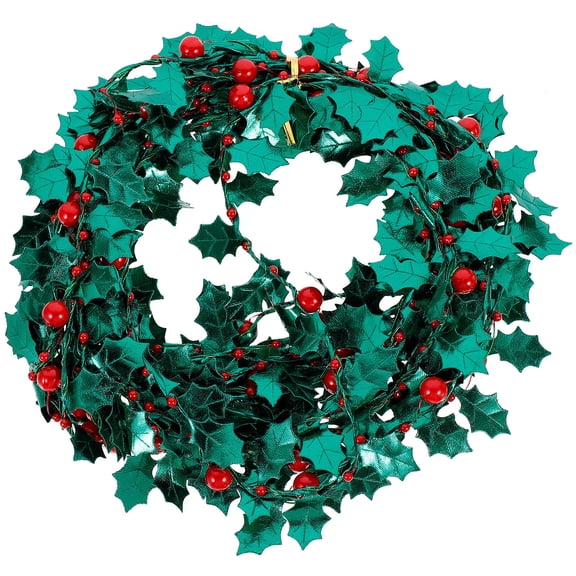 BESTYASH Christmas Tinsel Garland Decorations Green Iron Wire DIY Craft Flexible Reusable Leaf Ribbon for Holiday Party