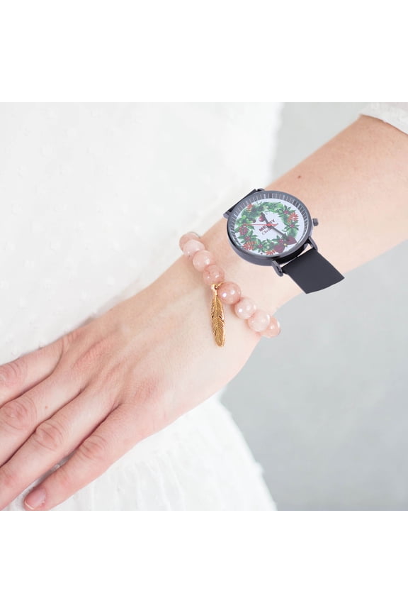 Christmas Wristwatch Black Quartz Movement Fashion Watch with Sturdy Plastic Band