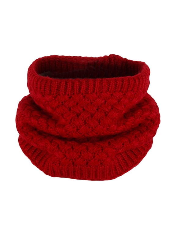 Soft Red Knit Loop Scarf Thick Warm Neck Circle Scarf Winter Neck Warmer