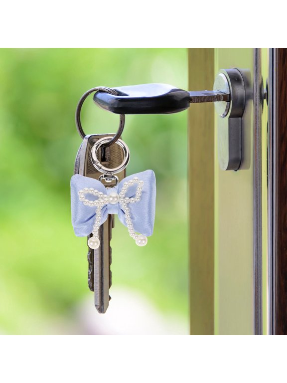 Sky-Blue Metal Bowknot Keychain, Adorable and Lightweight for Bag and Keys