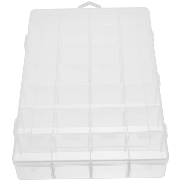 BESTYASH Clear Plastic Storage Box Transparent 28 Grid Organizer for Jewelry and Small Items