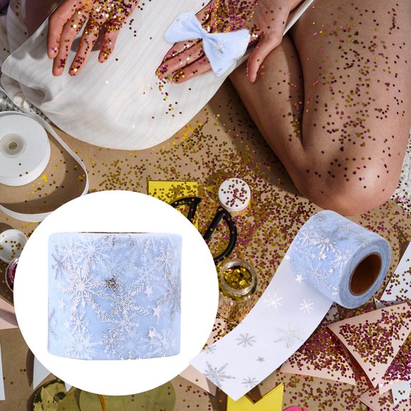 BESTYASH Clear Texture Snowflake Gauze Roll for Wedding Decor and Seasonal Party Wrapping