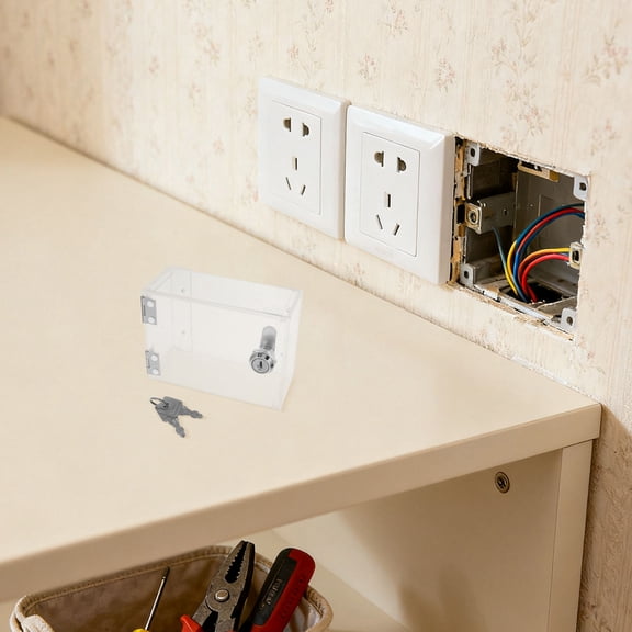 BESTYASH Clear Waterproof Outlet Box with Lock Universal Fit Acrylic Switch Guard for Outdoor and Indoor Use