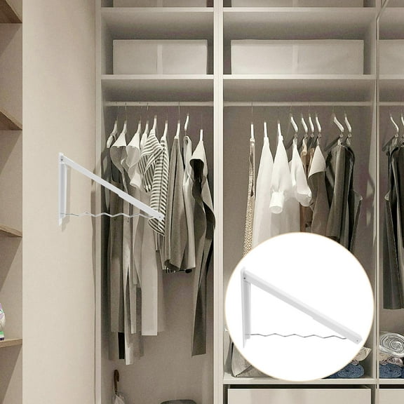 BESTYASH Laundry Room Hanging Rack Wall Mounted Folding Clothes Hanger White Stainless Steel