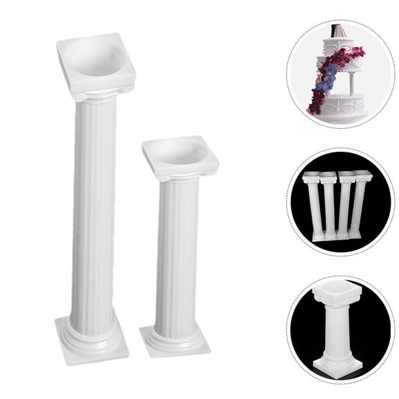 BESTYASH Vintage White Plastic Roman Column Cake Supports for Multilayer Cakes 8Pcs