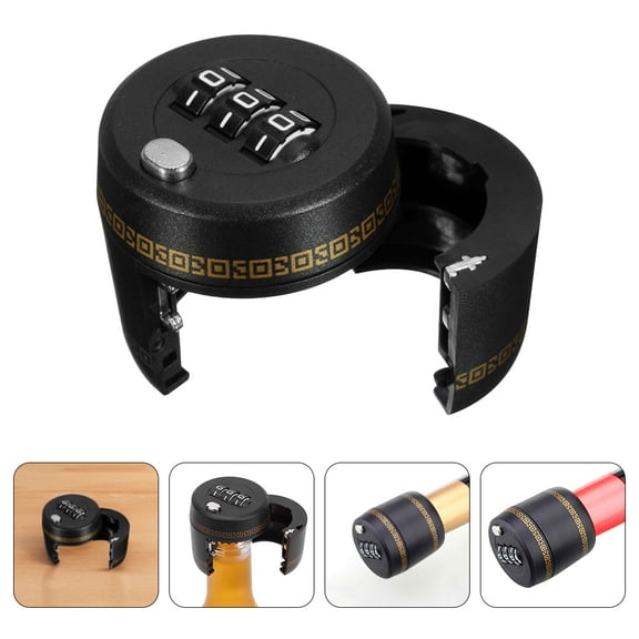 BESTYASH 2-Pack Black Combination Wine Bottle Locks with Password Code and Secure Vacuum Stopper for Preservation