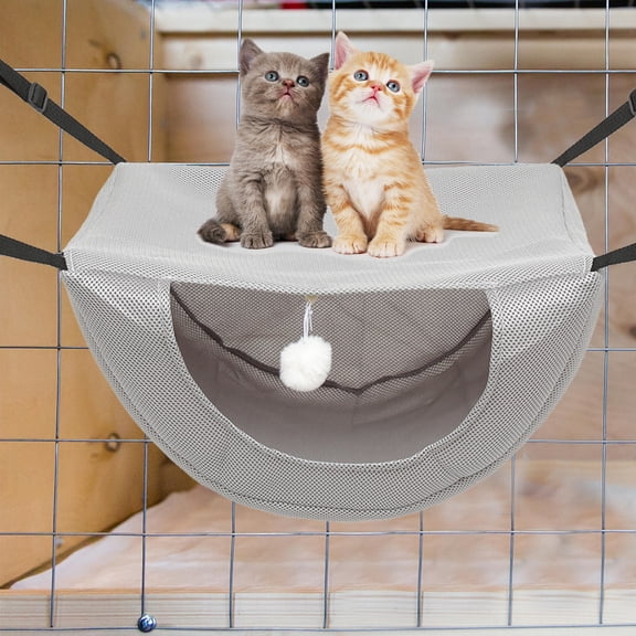BESTYASH Comfortable Grey Cat Cage Hammock Breathable Pet Rest Hanging Bed for Home Use
