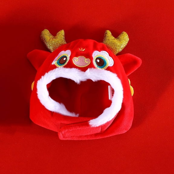 BESTYASH Comfortable Red Pet Headwear Dragon Hat with Adjustable Fit for Cats and Small Dogs