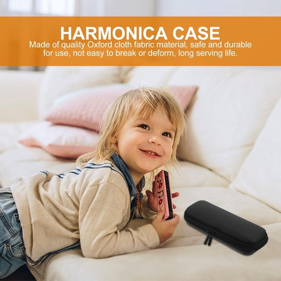 BESTYASH Compact Harmonica Case with Water-Resistant Oxford Fabric, Protective Storage Container for Harmonica
