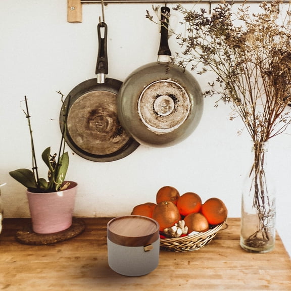 BESTYASH Condiment Box Condiment Jar Ceramic Round Kitchen Storage Container Home Use 1 Set