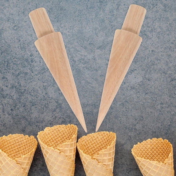 BESTYASH Beige Wood Ice Cream Roller Cone Mold 1 Piece - Baking and Decorating Tool for Homemade