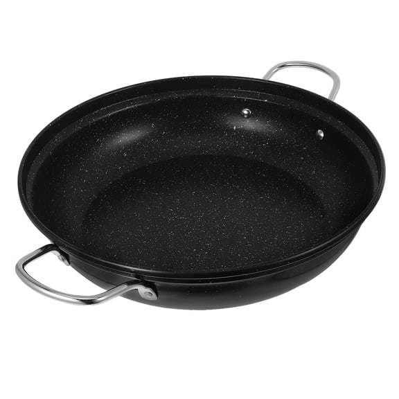 BESTYASH Kitchen Black Metal Wok Stainless Steel Pot Heat Resistant Cooking Pan