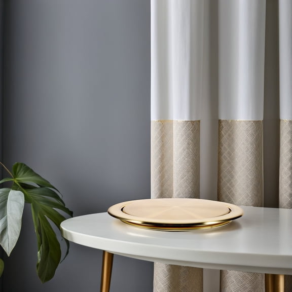 BESTYASH Countertop Trash Can Lid in Golden Stainless Steel with Embedded Swing Flap Design