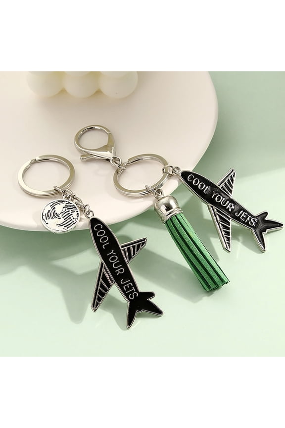 Green Airplane Keychain with Design, Stylish Bag Pendant and Decorative Key Accessory