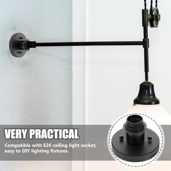 BESTYASH DIY Lighting Projects Lamp Holder Socket Black Metal Bulb Socket Base Sleek Ring Design