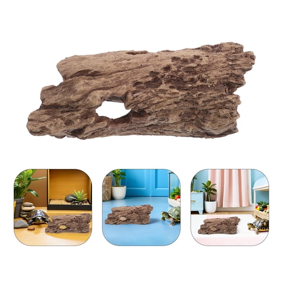 BESTYASH Dark Brown Resin Reptile Hide with Natural Tree Bark Look for Lizard Habitat Accessories